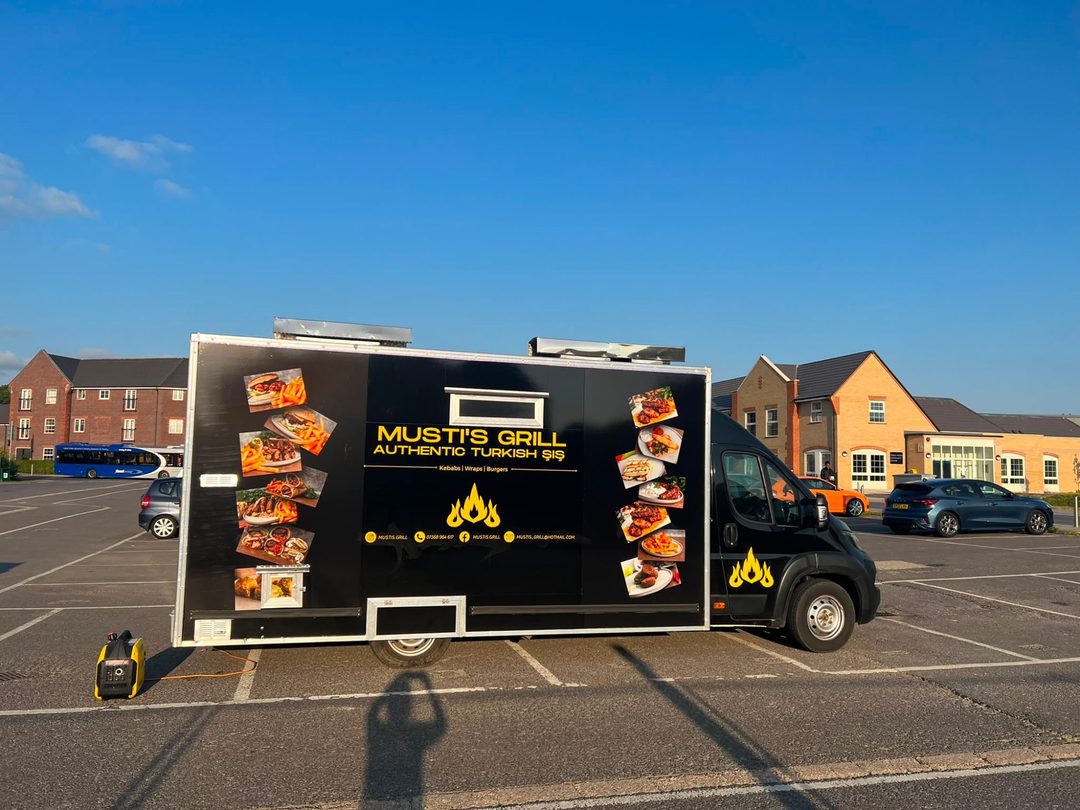 Musti's Grill mobile grill van parked and ready for a private event